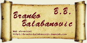Branko Balabanović vizit kartica